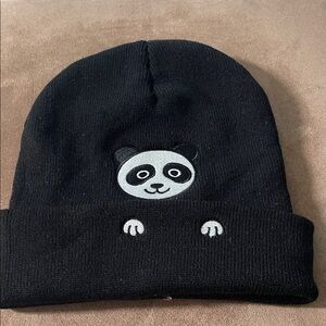 Black Panda Beanie Hat - Cute Animal Knit Cap
